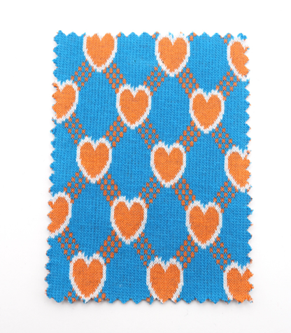 【25SS-020】ハート×チェックジャガード二重織りニット　/0.5ｙあたり=～1125円