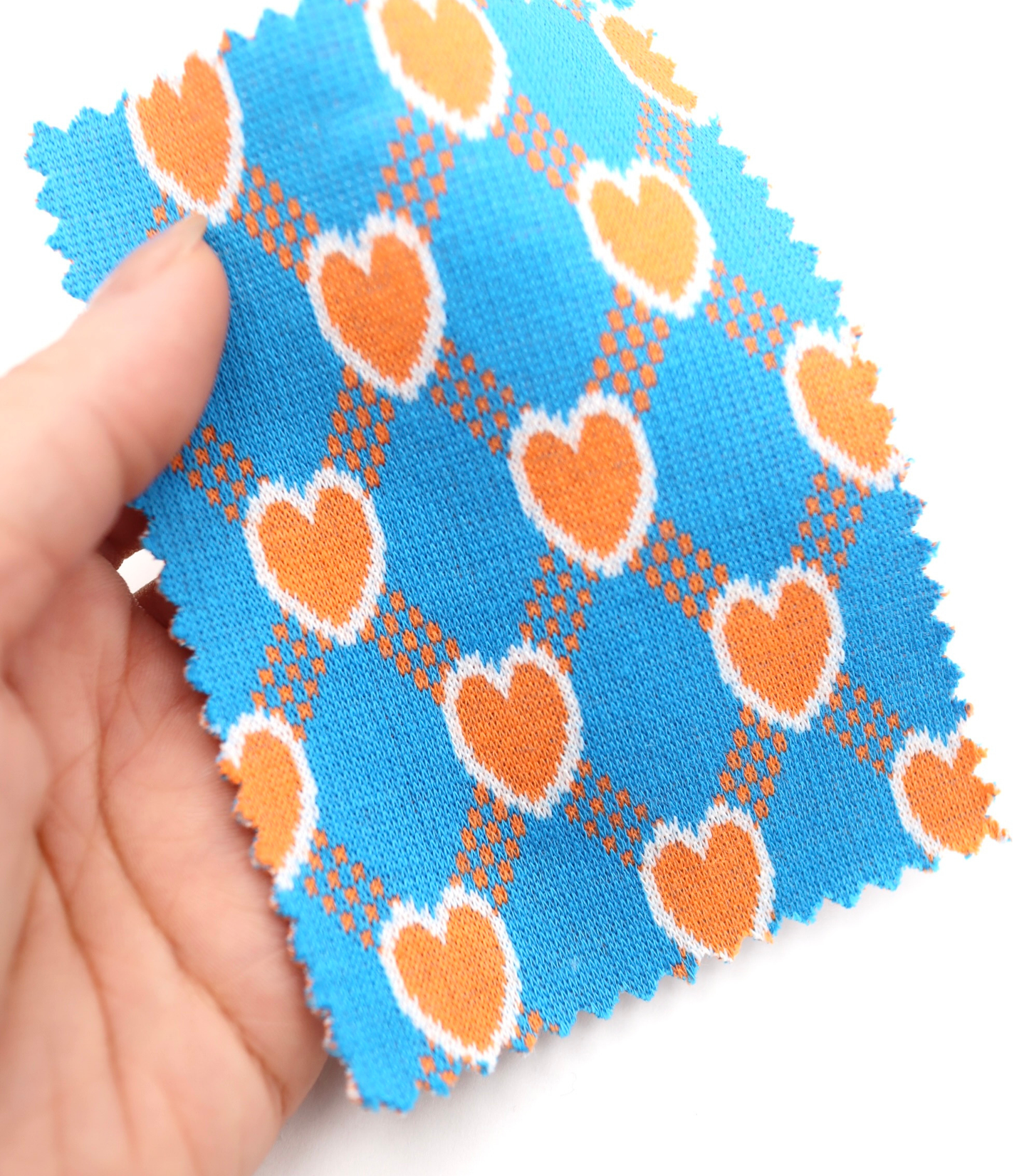 【25SS-020】ハート×チェックジャガード二重織りニット　/0.5ｙあたり=～1125円