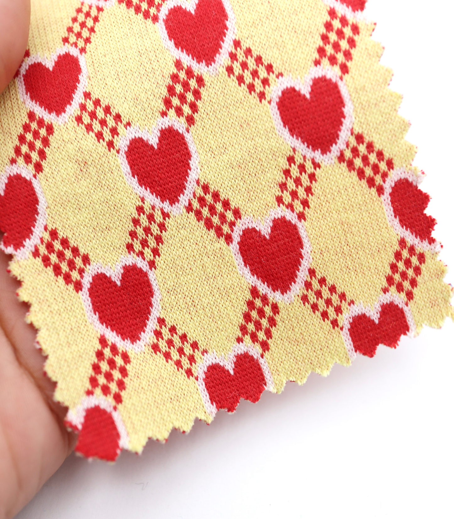 【25SS-020】ハート×チェックジャガード二重織りニット　/0.5ｙあたり=～1125円