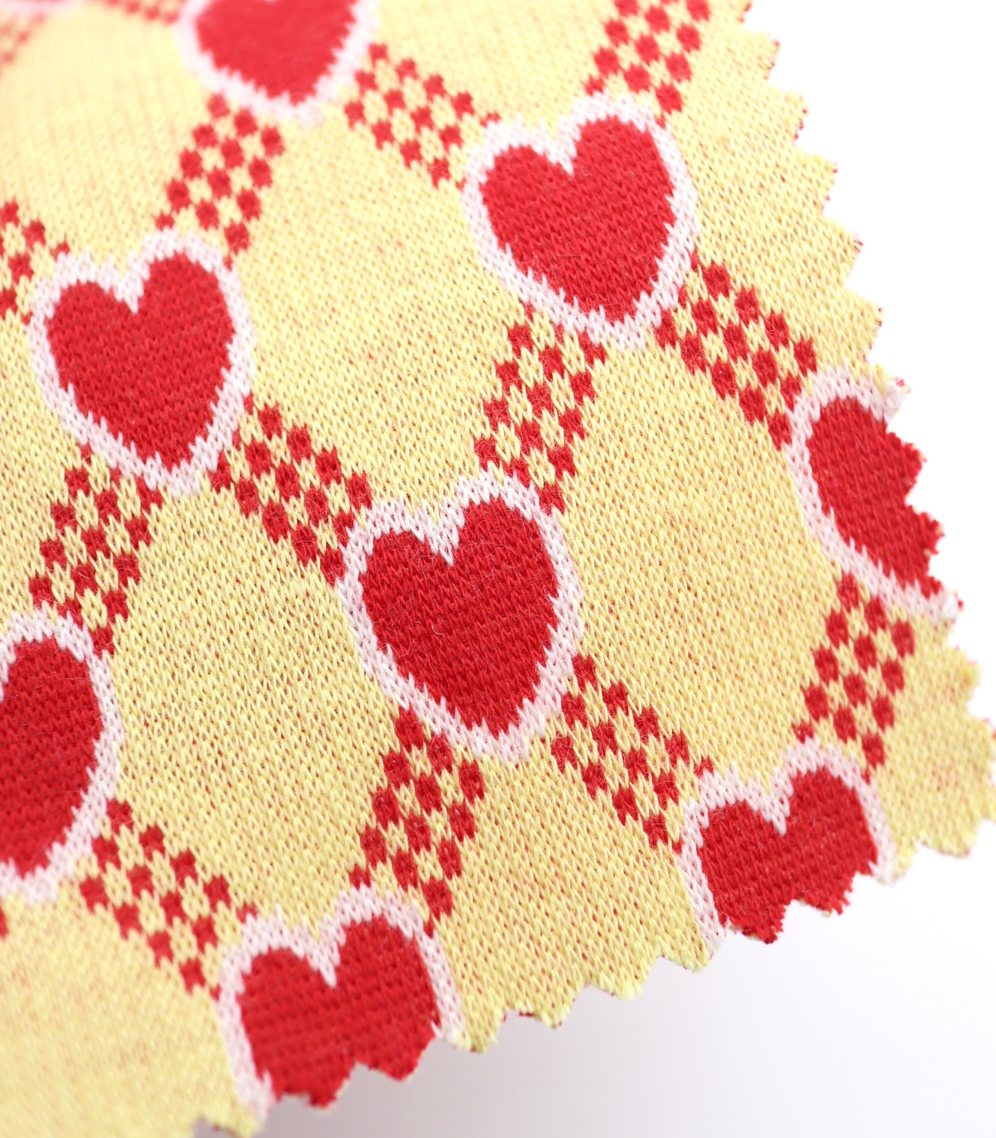 【25SS-020】ハート×チェックジャガード二重織りニット　/0.5ｙあたり=～1125円