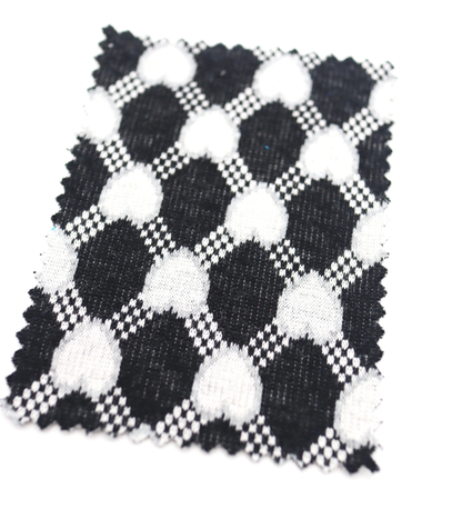 【25SS-020】ハート×チェックジャガード二重織りニット　/0.5ｙあたり=～1125円