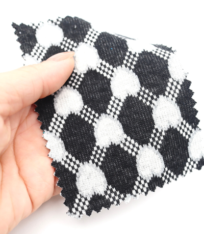 【25SS-020】ハート×チェックジャガード二重織りニット　/0.5ｙあたり=～1125円