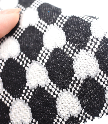 【25SS-020】ハート×チェックジャガード二重織りニット　/0.5ｙあたり=～1125円