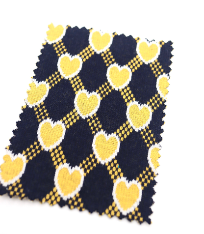 【25SS-020】ハート×チェックジャガード二重織りニット　/0.5ｙあたり=～1125円