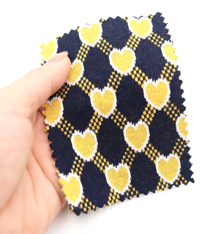 【25SS-020】ハート×チェックジャガード二重織りニット　/0.5ｙあたり=～1125円