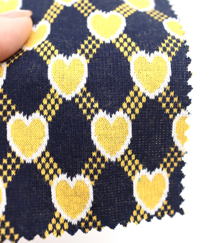 【25SS-020】ハート×チェックジャガード二重織りニット　/0.5ｙあたり=～1125円