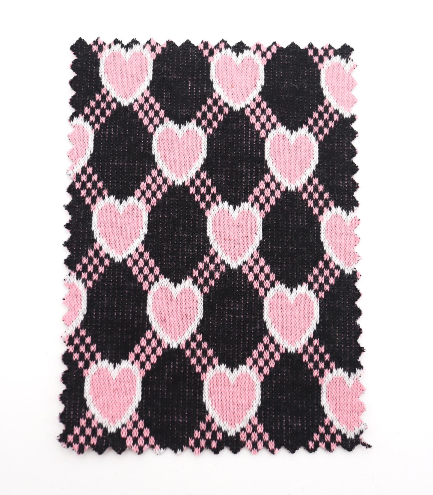 【25SS-020】ハート×チェックジャガード二重織りニット　/0.5ｙあたり=～1125円