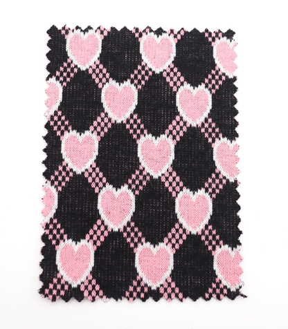 【25SS-020】ハート×チェックジャガード二重織りニット　/0.5ｙあたり=～1125円