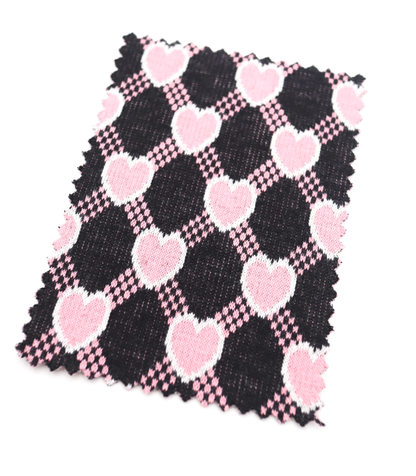 【25SS-020】ハート×チェックジャガード二重織りニット　/0.5ｙあたり=～1125円