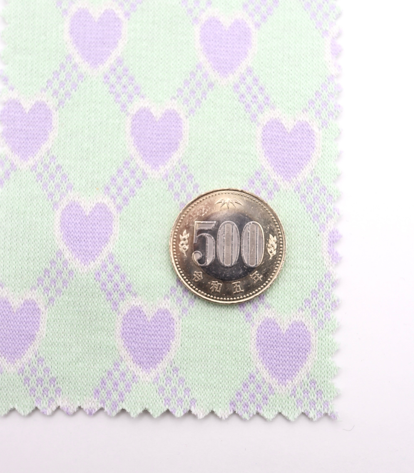 【25SS-020】ハート×チェックジャガード二重織りニット　/0.5ｙあたり=～1125円