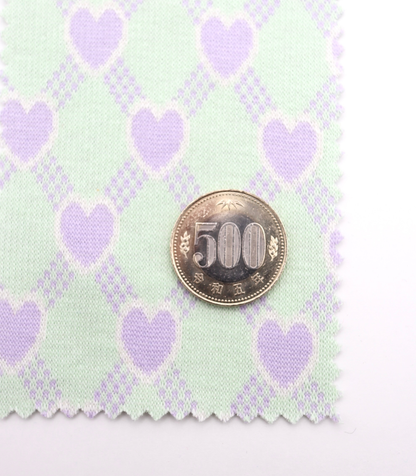 【25SS-020】ハート×チェックジャガード二重織りニット　/0.5ｙあたり=～1125円