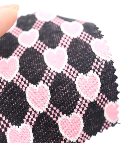 【25SS-020】ハート×チェックジャガード二重織りニット　/0.5ｙあたり=～1125円