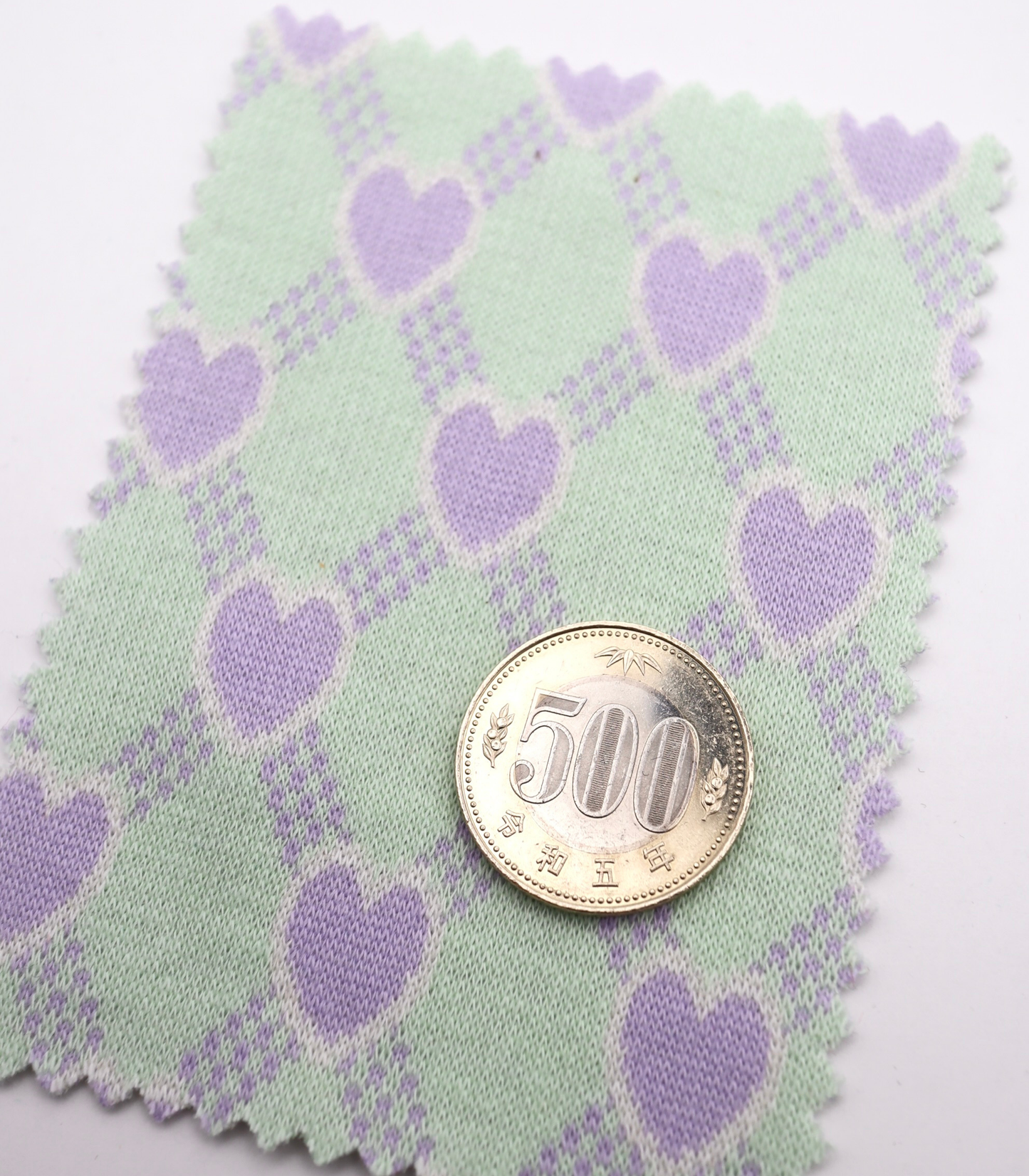 【25SS-020】ハート×チェックジャガード二重織りニット　/0.5ｙあたり=～1125円