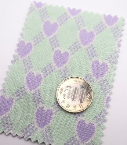 【25SS-020】ハート×チェックジャガード二重織りニット　/0.5ｙあたり=～1125円