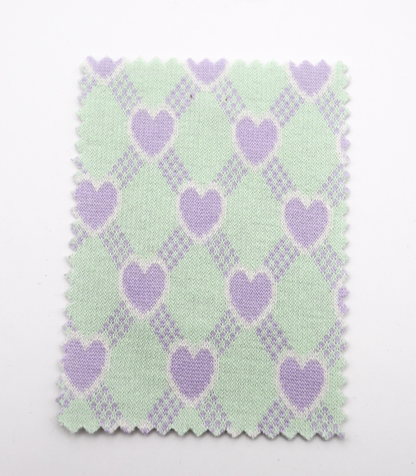 【25SS-020】ハート×チェックジャガード二重織りニット　/0.5ｙあたり=～1125円