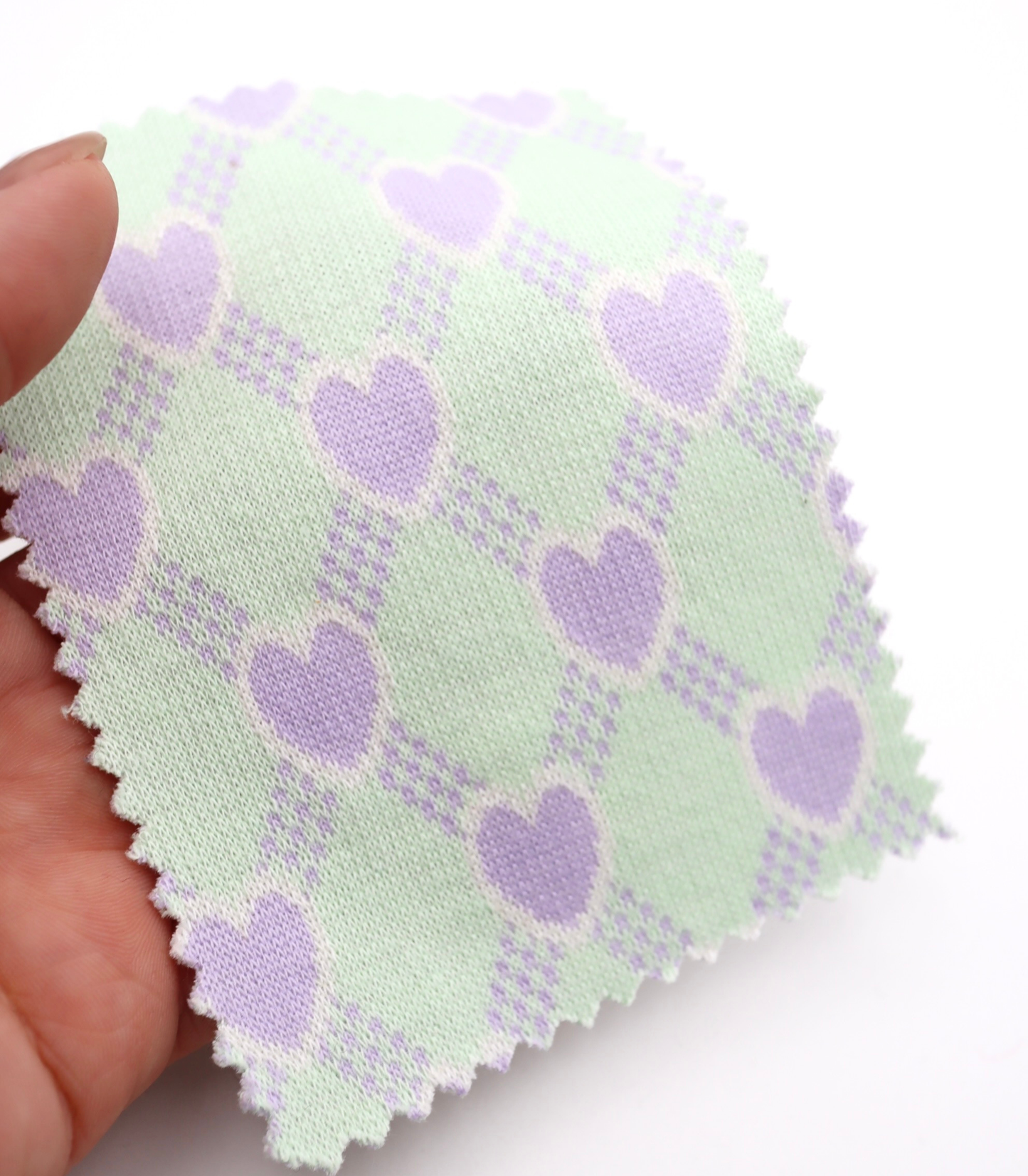 【25SS-020】ハート×チェックジャガード二重織りニット　/0.5ｙあたり=～1125円