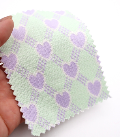 【25SS-020】ハート×チェックジャガード二重織りニット　/0.5ｙあたり=～1125円