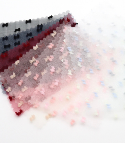 【25SS-375】フリンジドットジャガードシボオーガンジー　/0.5ｙあたり = ～715円