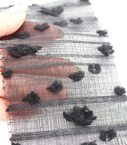 【25SS-371】もこもこフラワー×ボーダージャガードシアーローン　/0.5ｙあたり = ～580円