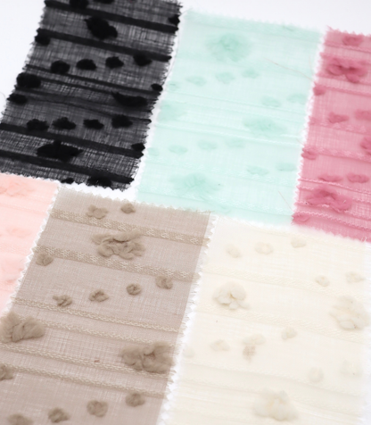 【25SS-371】もこもこフラワー×ボーダージャガードシアーローン　/0.5ｙあたり = ～580円