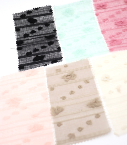 【25SS-371】もこもこフラワー×ボーダージャガードシアーローン　/0.5ｙあたり = ～580円