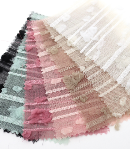 【25SS-371】もこもこフラワー×ボーダージャガードシアーローン　/0.5ｙあたり = ～580円