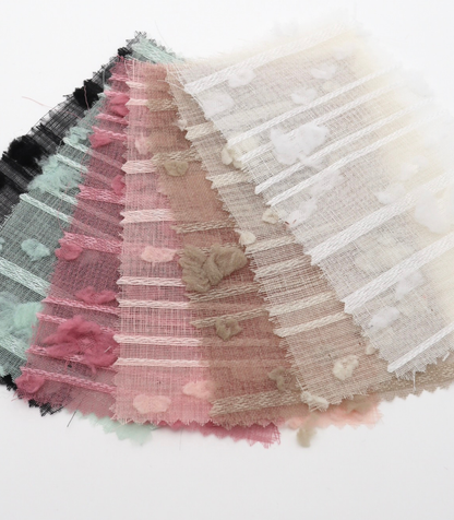 【25SS-371】もこもこフラワー×ボーダージャガードシアーローン　/0.5ｙあたり = ～580円