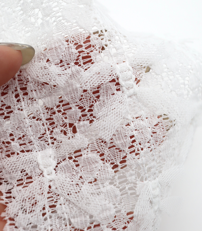 【25SS-380】チュールリボン付きレース　/0.5ｙあたり = ～1005円