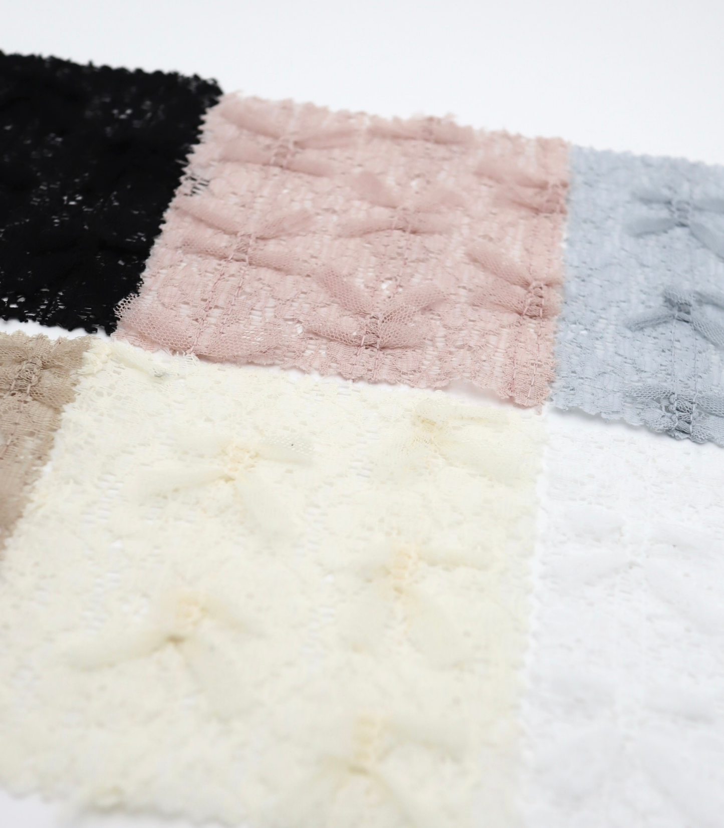 【25SS-380】チュールリボン付きレース　/0.5ｙあたり = ～1005円