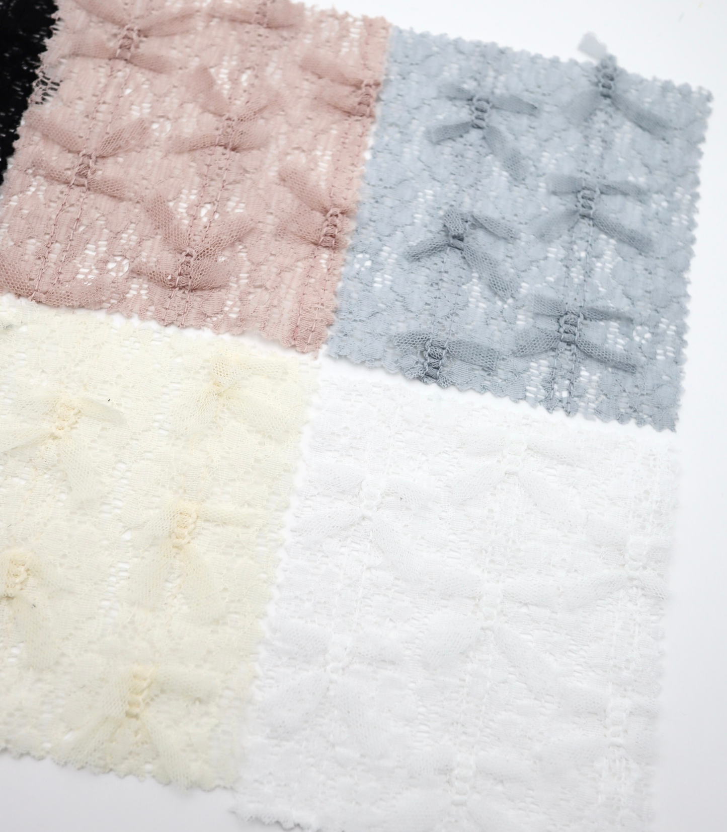 【25SS-380】チュールリボン付きレース　/0.5ｙあたり = ～1005円