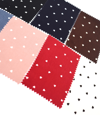 【25SS-048】プチハートプリントポリエステルデシン　/0.5ｙあたり=～765円