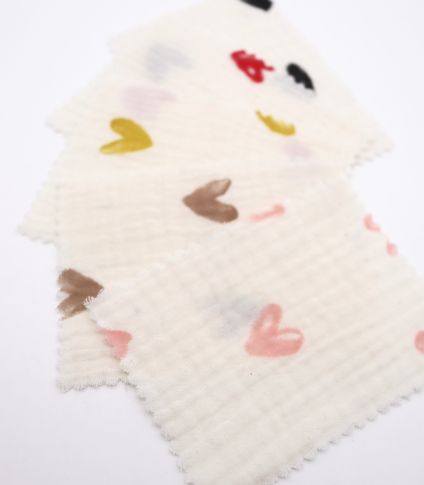 【25SS-038】スケッチ風ハートプリントダブルガーゼ　/0.5ｙあたり=～700円