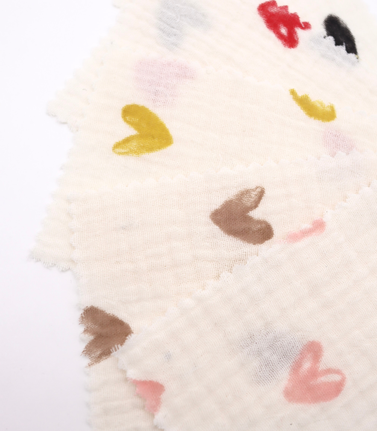 【25SS-038】スケッチ風ハートプリントダブルガーゼ　/0.5ｙあたり=～700円