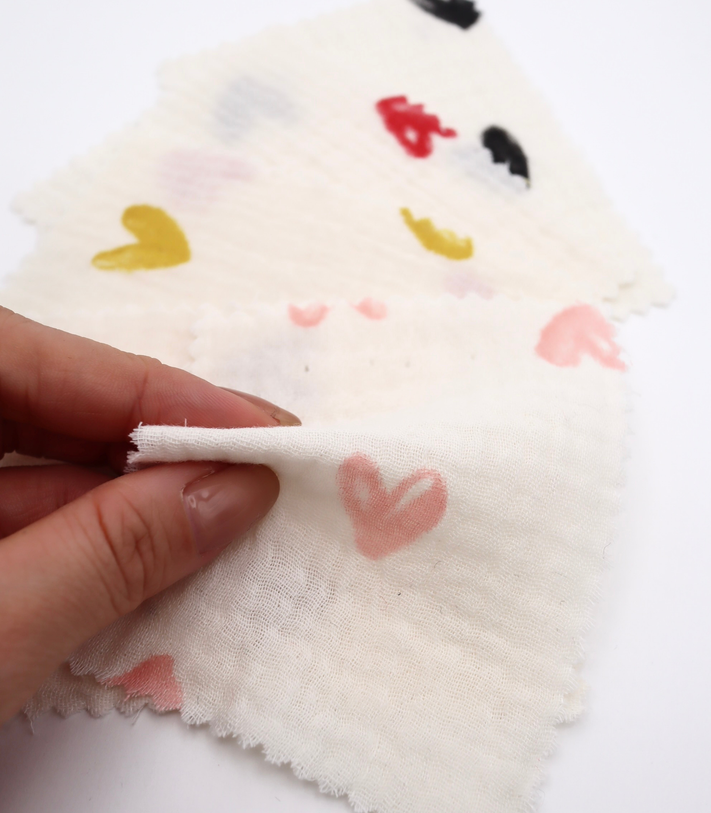 【25SS-038】スケッチ風ハートプリントダブルガーゼ　/0.5ｙあたり=～700円