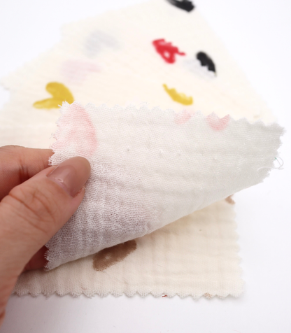 【25SS-038】スケッチ風ハートプリントダブルガーゼ　/0.5ｙあたり=～700円