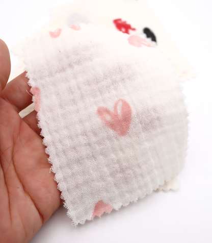 【25SS-038】スケッチ風ハートプリントダブルガーゼ　/0.5ｙあたり=～700円