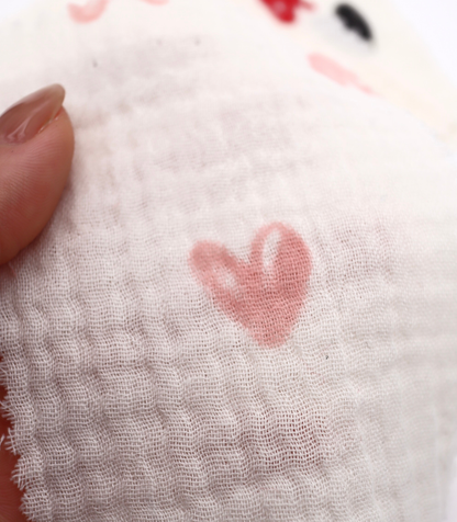 【25SS-038】スケッチ風ハートプリントダブルガーゼ　/0.5ｙあたり=～700円