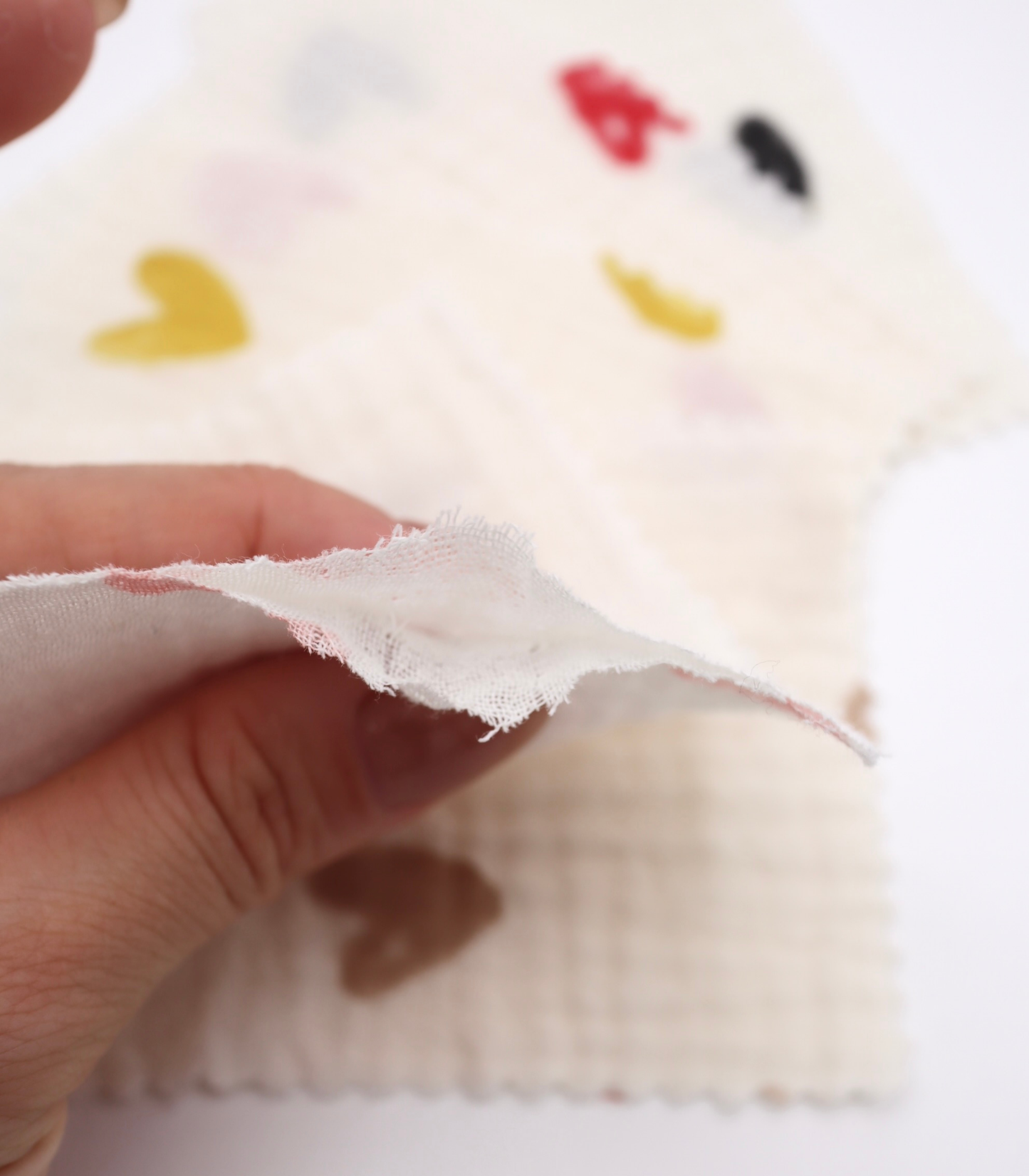 【25SS-038】スケッチ風ハートプリントダブルガーゼ　/0.5ｙあたり=～700円