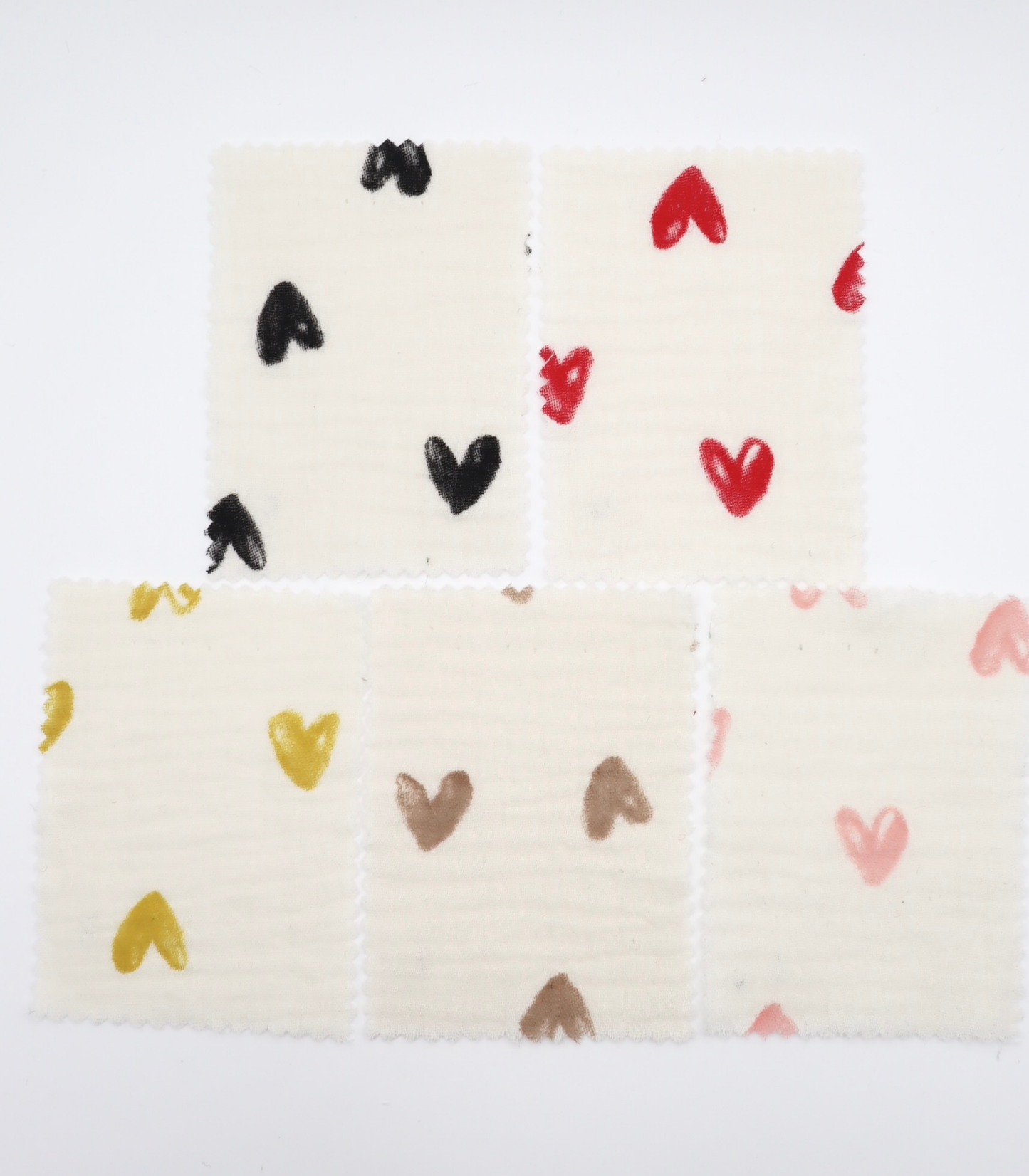 【25SS-038】スケッチ風ハートプリントダブルガーゼ　/0.5ｙあたり=～700円