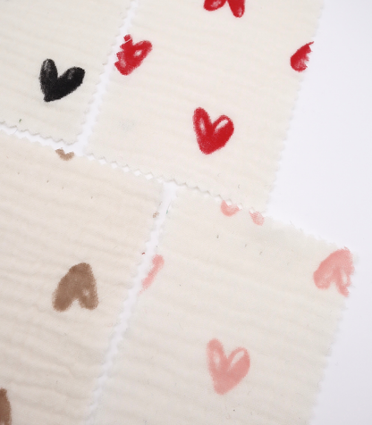 【25SS-038】スケッチ風ハートプリントダブルガーゼ　/0.5ｙあたり=～700円