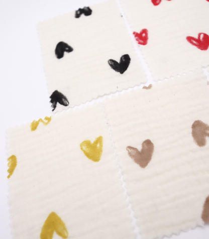 【25SS-038】スケッチ風ハートプリントダブルガーゼ　/0.5ｙあたり=～700円