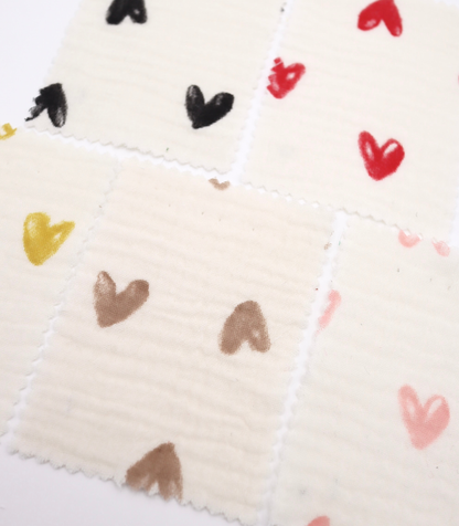 【25SS-038】スケッチ風ハートプリントダブルガーゼ　/0.5ｙあたり=～700円