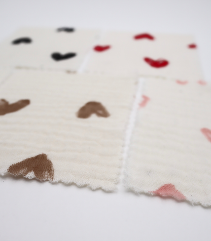 【25SS-038】スケッチ風ハートプリントダブルガーゼ　/0.5ｙあたり=～700円