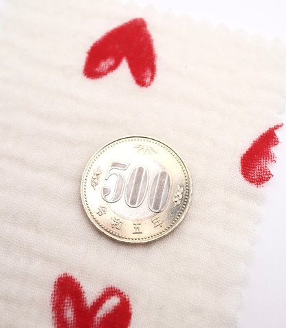 【25SS-038】スケッチ風ハートプリントダブルガーゼ　/0.5ｙあたり=～700円