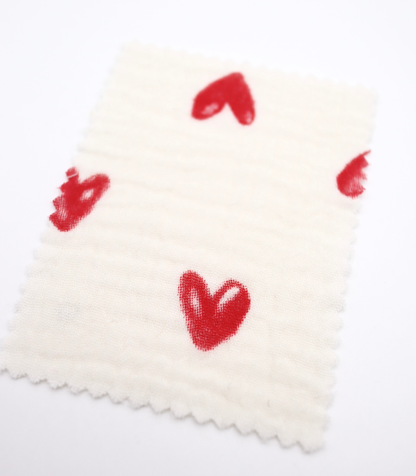 【25SS-038】スケッチ風ハートプリントダブルガーゼ　/0.5ｙあたり=～700円