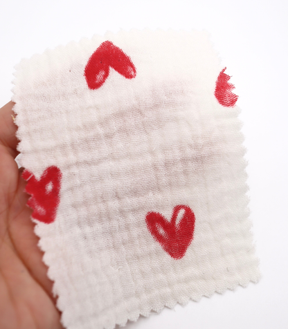 【25SS-038】スケッチ風ハートプリントダブルガーゼ　/0.5ｙあたり=～700円