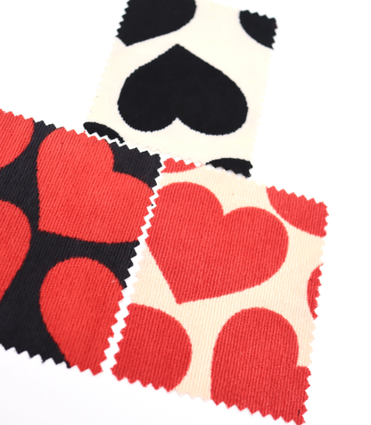 【25SS-018】ビッグハートプリントストレッチコーデュロイ　/0.5ｙあたり=～695円