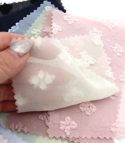 【25SS-377】フリンジフラワージャガードシフォン　/0.5ｙあたり = ～620円