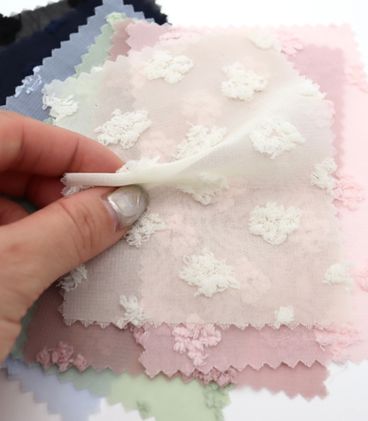 【25SS-377】フリンジフラワージャガードシフォン　/0.5ｙあたり = ～620円