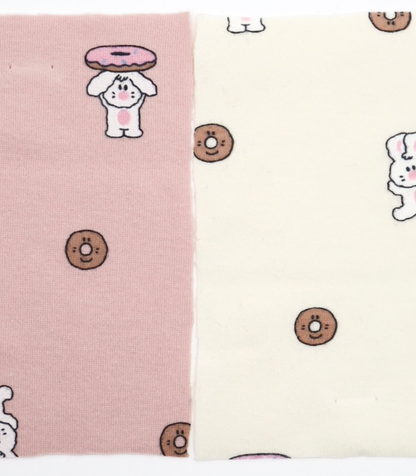 【25SS-202】ドーナッツラバーうさちゃんプリントフライス　/0.5ｙあたり = ～ 900円